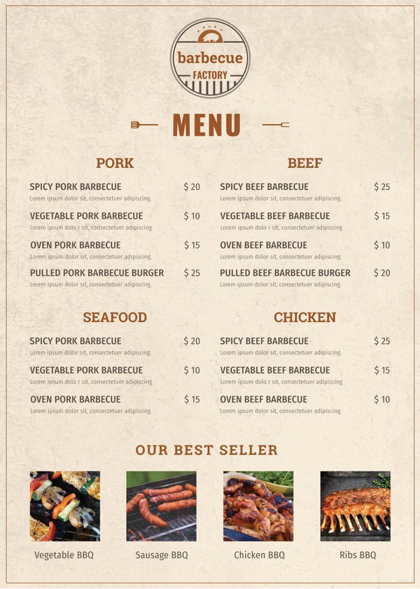 minimal barbecue menu template