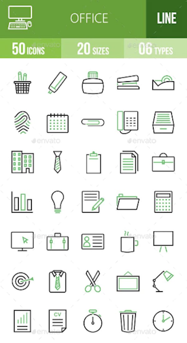 office green black icons