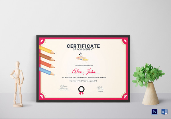 painting achievement certificate template