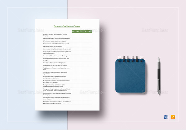 printable employee satisfaction survey template