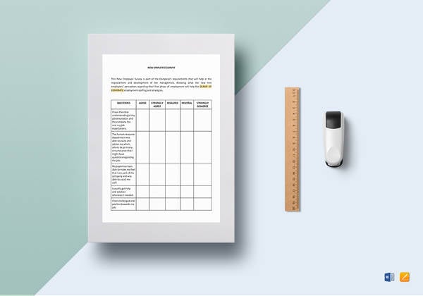 printable new employee survey template