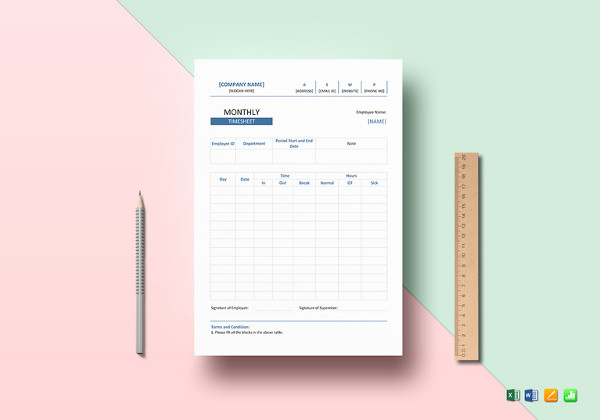 sample monthly timesheet template