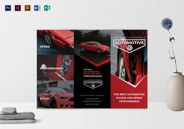 sporty automotive tri fold brochure