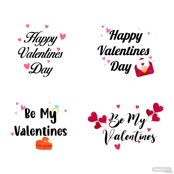 valentines day font vector