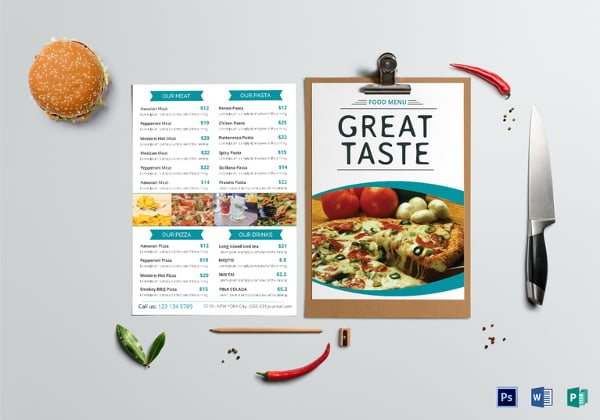 food menu template