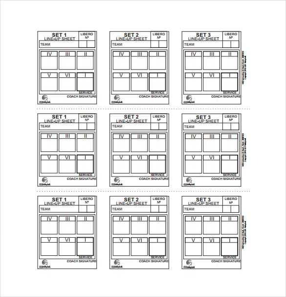 line up sheet example template free download