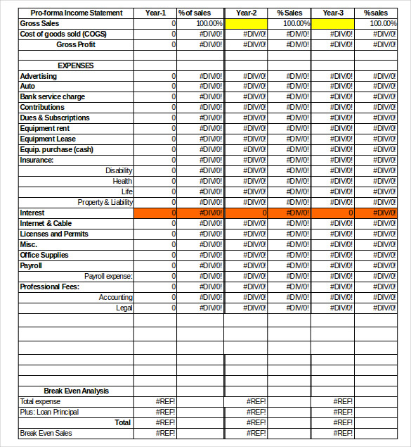 business cash flow projection worksheets example format