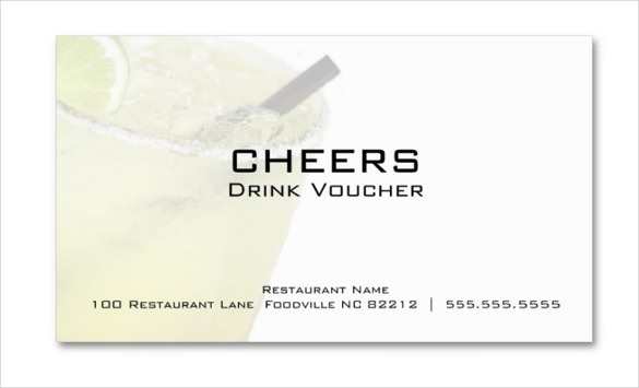 example margarita business drink voucher cards business card
