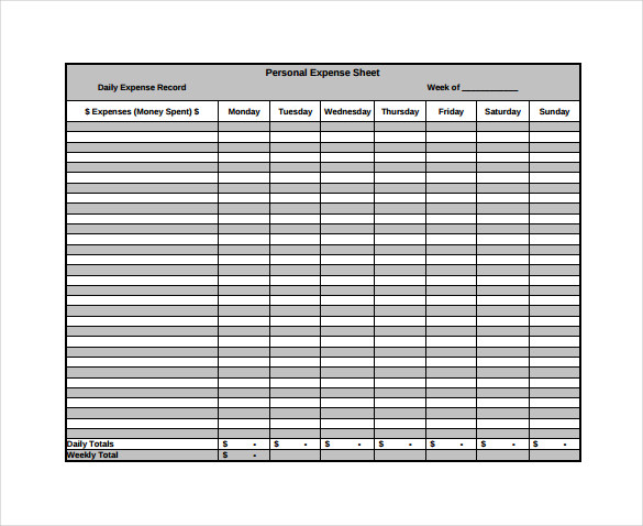 11 Expense Sheet Templates Free Sample Example Format Download 