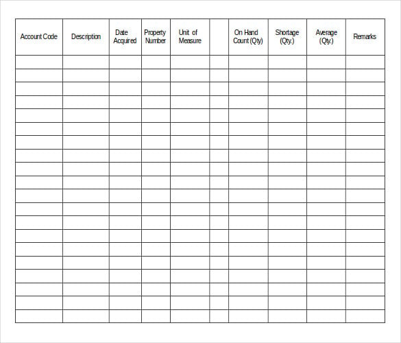 example equipment inventory template download