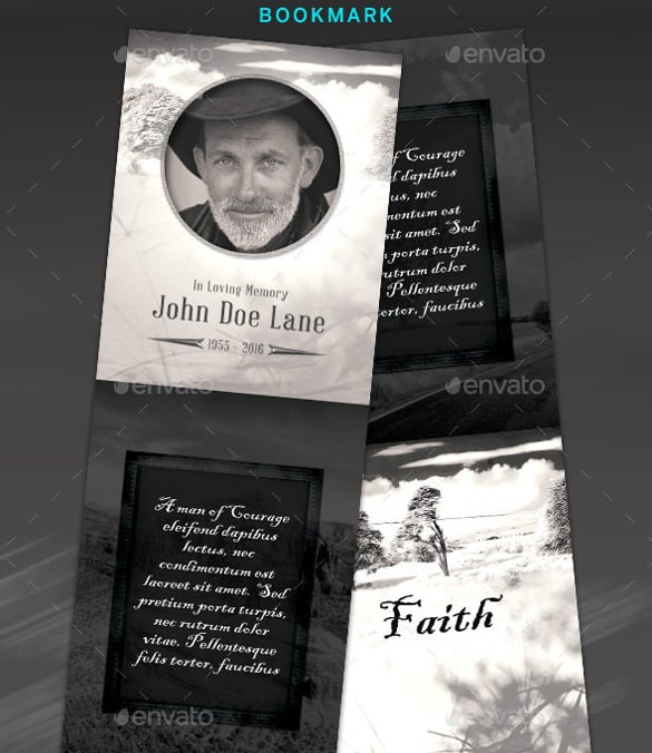 vintage funeral bookmark template download