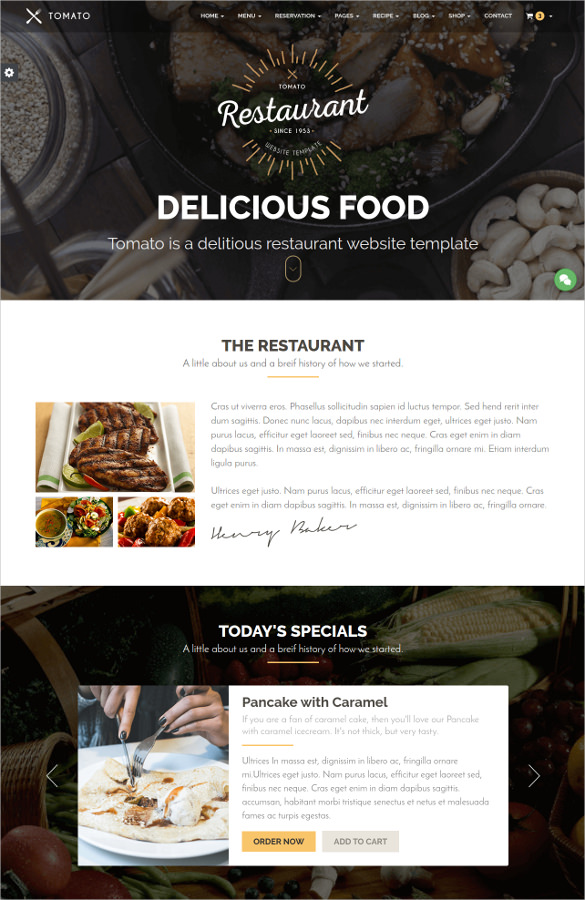 delicious food restaurant website template