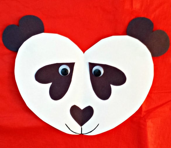 heart panda craft for kids paper construction