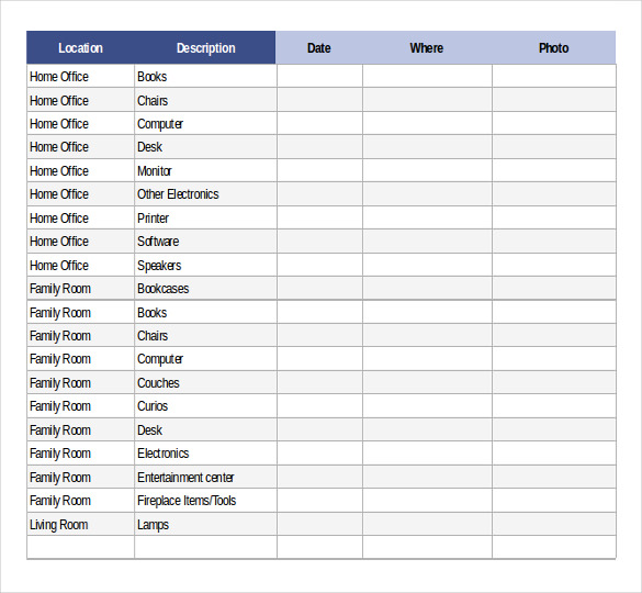 12+ Home Inventory Templates – Free, Sample, Example, Format Download