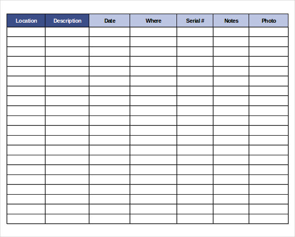 home inventory checklist