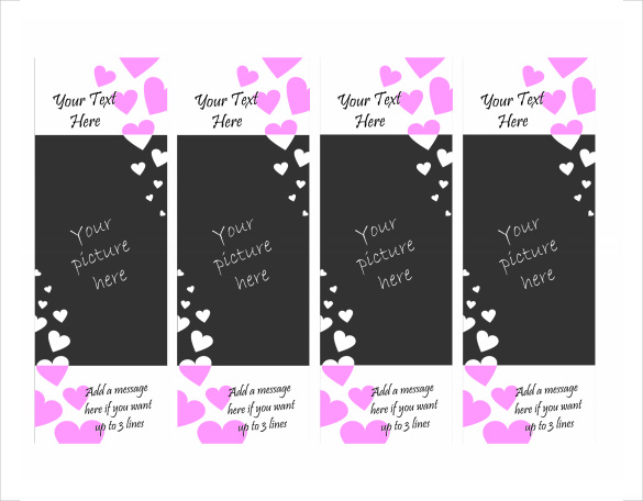 free cute bookmark templates with heart background download
