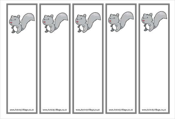 free squirrel bookmark template download