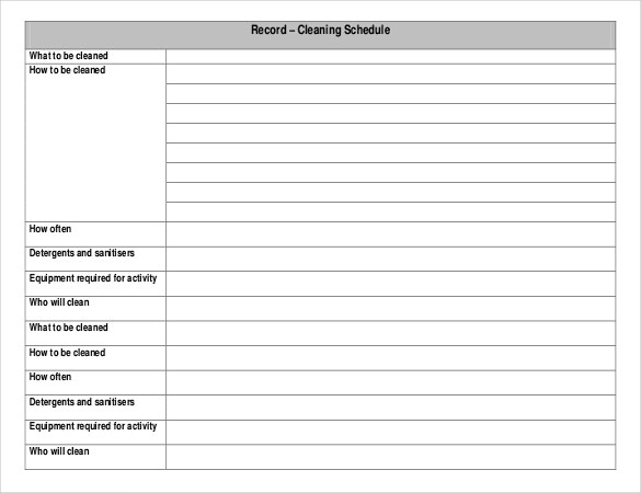 free download cleaning schedule template download
