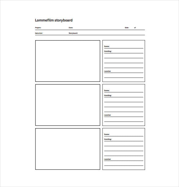 sample lommefilm storyboard pdf template free download