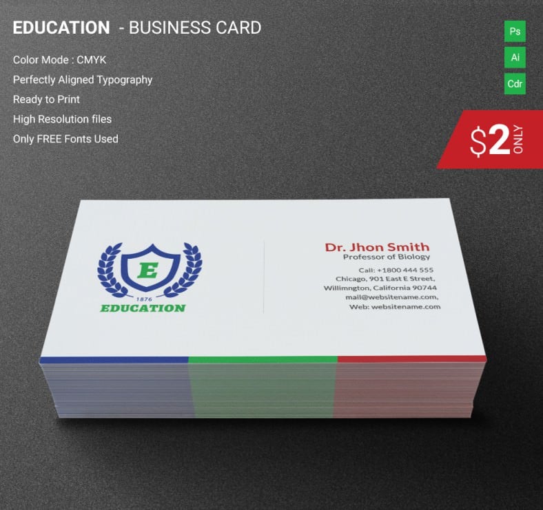 Simple & Smooth Education Business Card Template | Free & Premium Templates