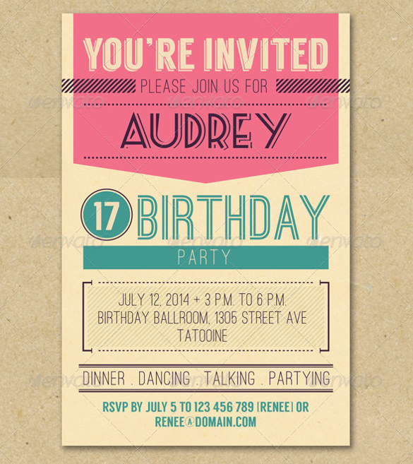 retro birthday invitation