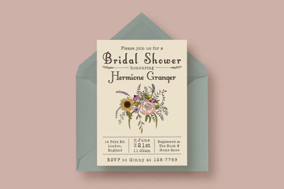 wildflower bridal shower invitation template