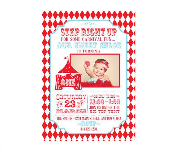 circus party invitation with photo printable