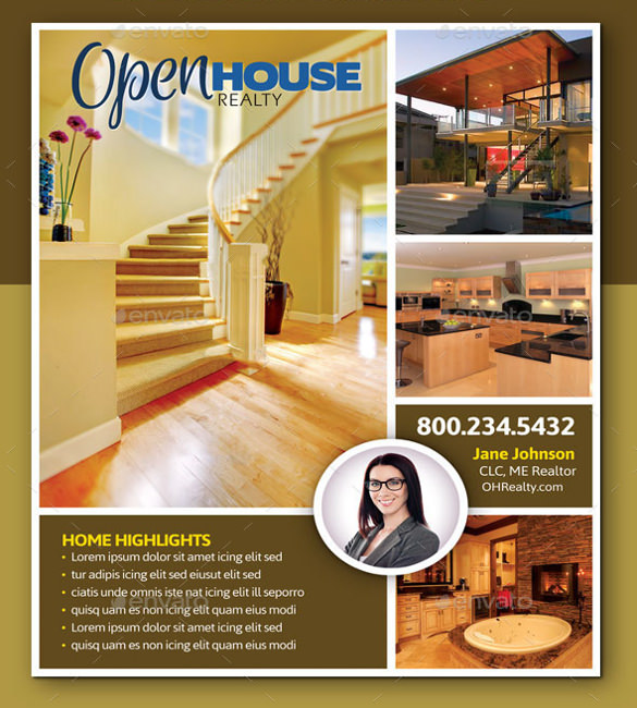 bold design open house flyers