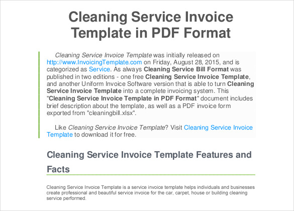 cleaning service invoice doc format free template