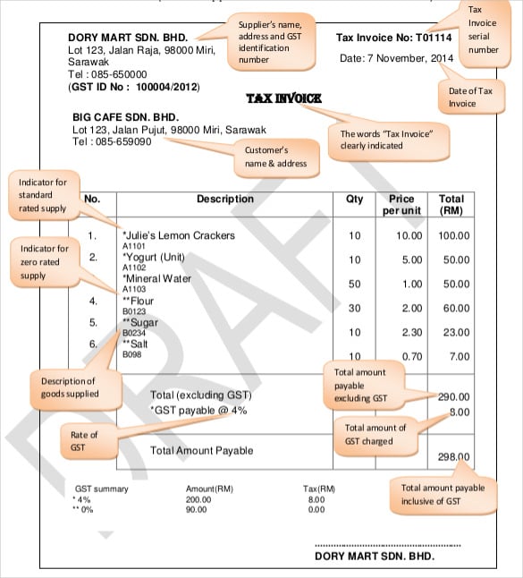 tax invoice free pdf format template