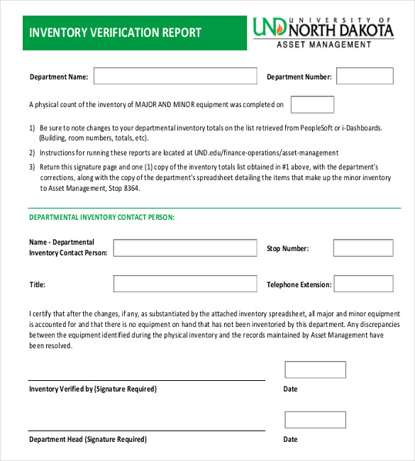 inventory verification report