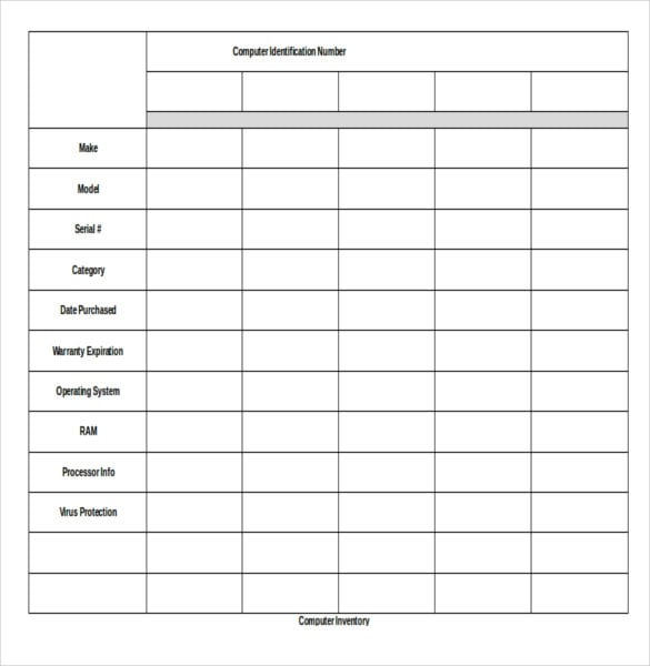 free download document form of computer inventory template