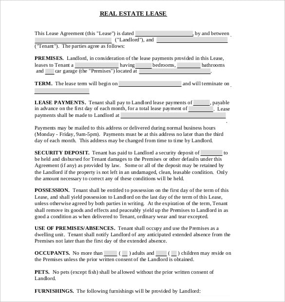 real estate lease agreement