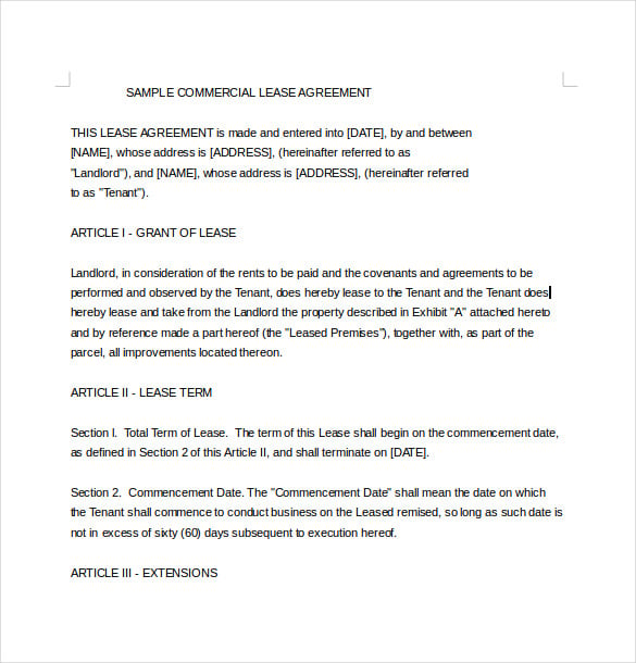 commercial rental agreement