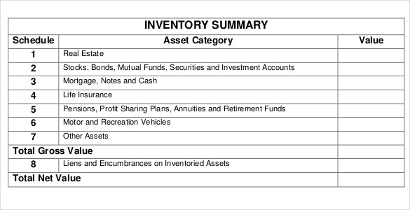 14 Estate Inventory Templates Free Sample Example Format Download