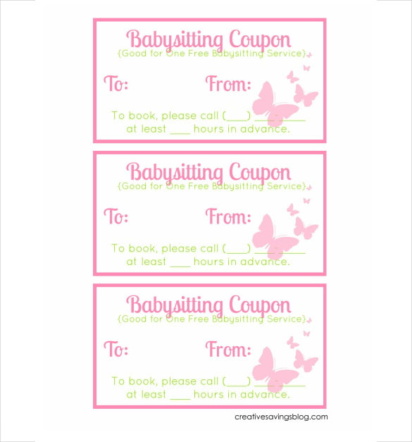 easy to edit baby sitting coupon sheet download