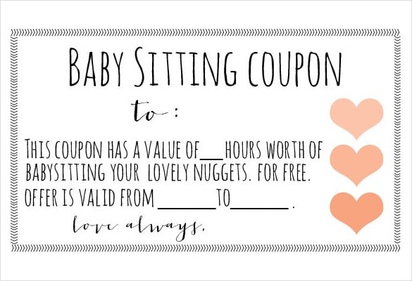 baby sitting coupon with love symbols