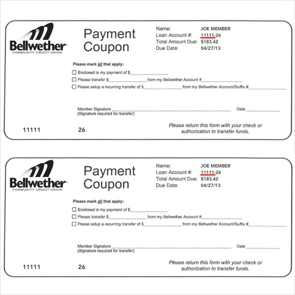 Payment Coupon Template Free Download