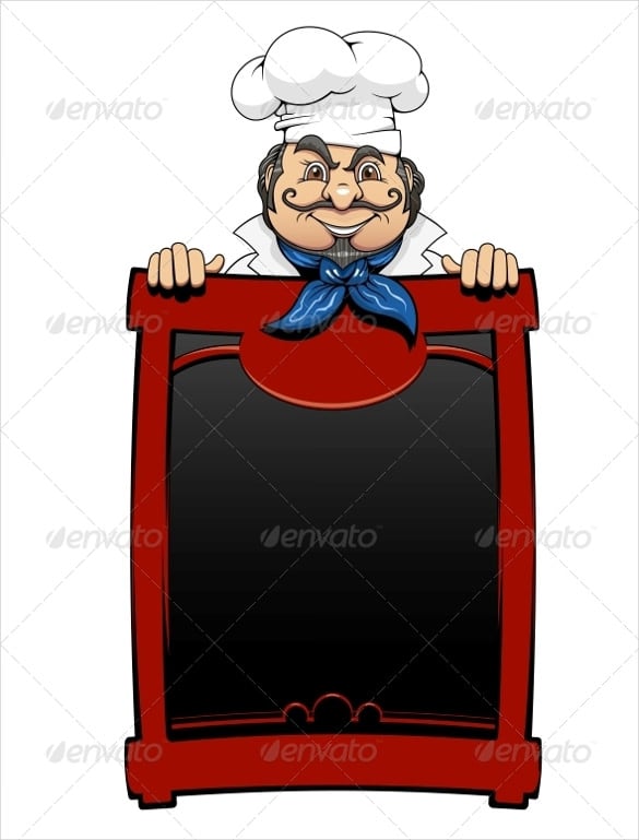 italian chef with menu board ai illustrator template download