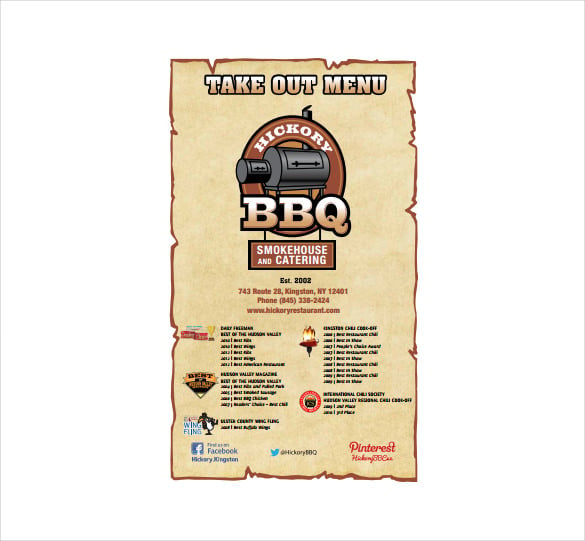hickory take out menu template download