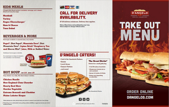 free take out pdf template download