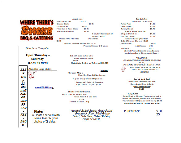 20 Take Out Menu Templates Free Sample Example Format Download