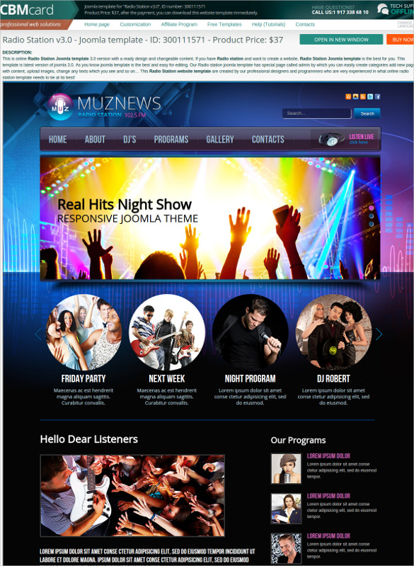 Online Radio Joomla site Templates & Themes Free & Premium