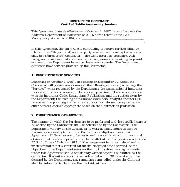 free consulting contract agreement template