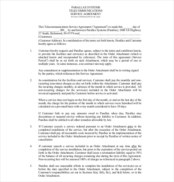 service agreement template pdf