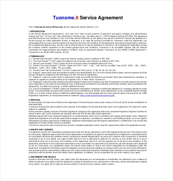 tuonome it service agreements