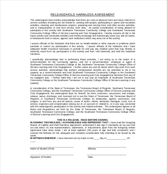 11-hold-harmless-agreement-templates-free-sample-example-format