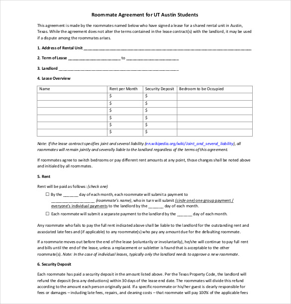 17 Roommate Agreement Templates Free Word Pdf Format