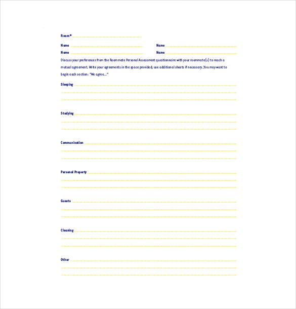 roommate lease agreement form