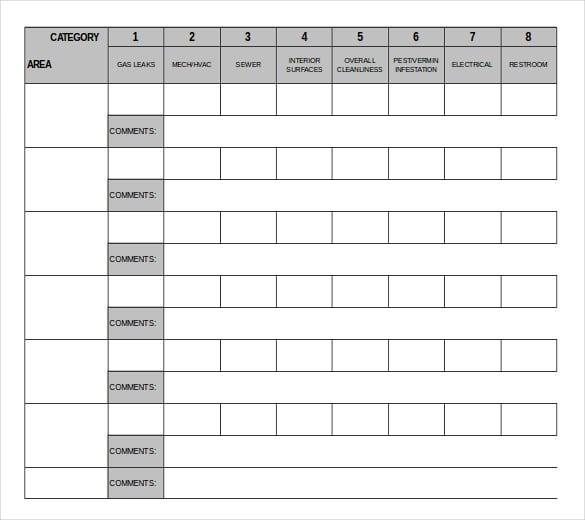 facility inspection tool inventory template sample download